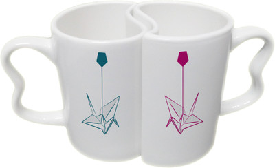 

Ucard Valentines Day Origami Swan Love Couple Bone China, Ceramic, Porcelain Mug(325 ml), Multicolor