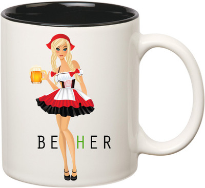 

HuppmeGift Be Her Inner Black Ceramic Mug(350 ml), Black;white
