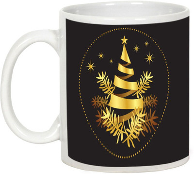 

AllUPrints Shining Christmas Stag Ceramic Mug(325 ml), White