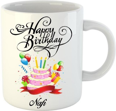 

Huppme Happy Birthday Nafi White (350 ml) Ceramic Mug(350 ml)