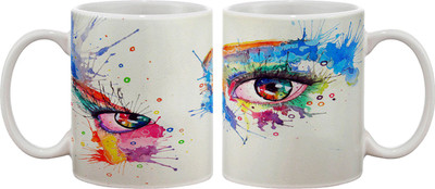 

Artifa Splash Painted Eyes Porcelain, Ceramic Mug(350 ml), Multicolor