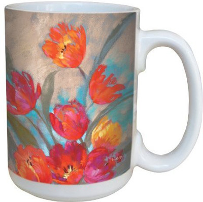 

Tree-Free Greetings Greetings lm43723 Ruby Flush Tulips by Nel Whatmore Ceramic, 15-Ounce Ceramic Mug(60 ml), Multicolor