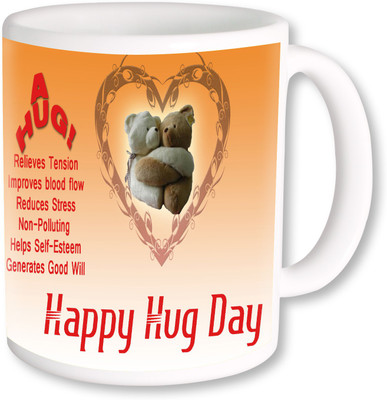

PhotogiftsIndia Happy Hug Day With Teddy Ceramic Mug(325 ml), Multicolor