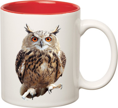 

Huppme Eagle Eagle Inner Red Ceramic Mug(350 ml), Red;white