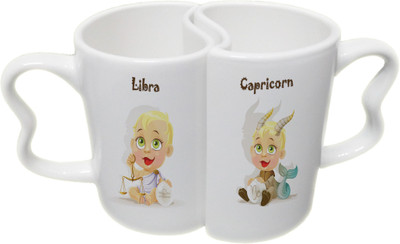 

Ucard Libra and Capricorn Zodiac Sign Valentines Day Couple Bone China, Ceramic, Porcelain Mug(325 ml), Multicolor