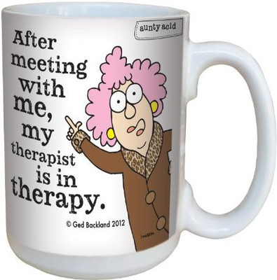 

Tree-Free Greetings Greetings lm43894 Hilarious Aunty Acid Seriously Freudened by The Backland Studio Ceramic, 15-Ounce Ceramic Mug(60 ml), Multicolor
