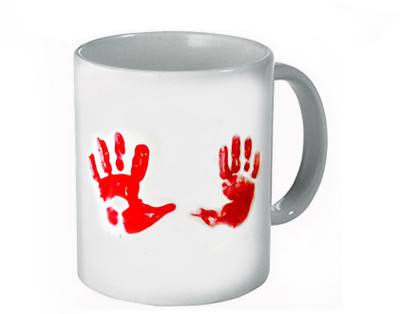 

My Bestow Finger White Plain Coffee Ceramic Mug(320 ml), Multicolor