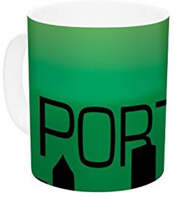 

Kess InHouse InHouse KESS Original Portland Green Black Ceramic Coffee, 11 oz, Multicolor Ceramic Mug(60 ml)