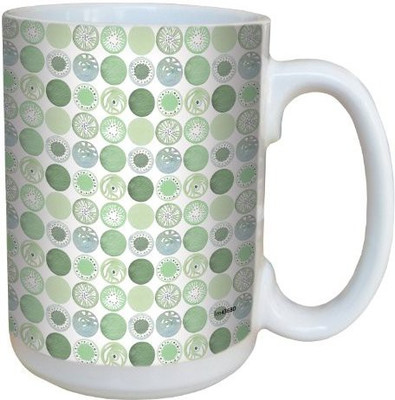 

Tree-Free Greetings Greetings lm43680 Fun Green Watercolor Badges by Shell Rummel Ceramic with Full-Sized Handle, 15-Ounce, Multicolored Ceramic Mug(60 ml), Multicolor