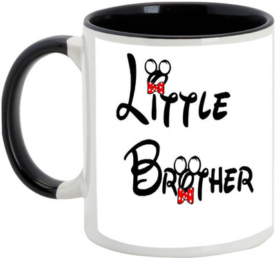 

AllUPrints Gift For Bahiya Dooj/ Brother/ Sister - Funny Little Brother Black Ceramic Mug(325 ml)