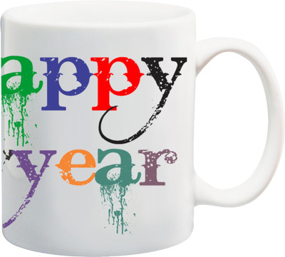 

ME&YOU Happy New Year Magic Colors Printed Ceramic Mug(325 ml), Multicolor