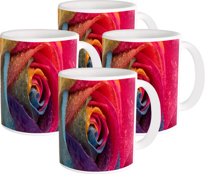 

Heyworlds Gifts for pattern Design set of six 121 Ceramic Mug(325 ml, Pack of 4), Multicolor