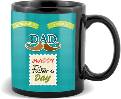

SKY TRENDS World's Best Love Dad With Brown Mustaches Happy Father's Day Unique Gifts For Father's Day Black Coffee Ceramic Mug(320 ml)