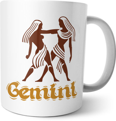 

Chiraiyaa Star Sign Gemini Ceramic Mug(300 ml), Multicolor