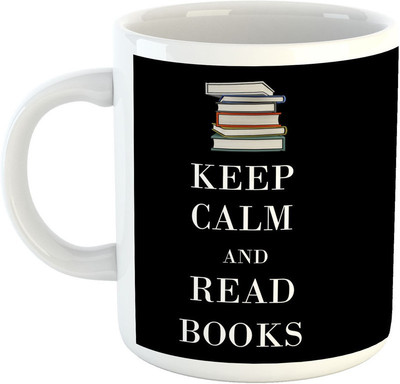 

Deeher Gifts Keep calm and read books Ceramic Mug(330 ml), Black;white