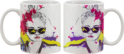 

Artifa Fashion Splash Color Porcelain, Ceramic Mug(350 ml), Multicolor