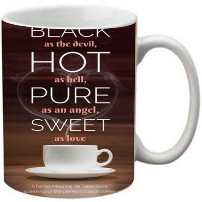 

Maison N Mode Hot as hell Pure Coffee Ceramic Mug(330 ml), Multicolor