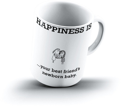 

Ucard Happiness Is2328 Bone China, Ceramic, Porcelain Mug(325 ml), Multicolor