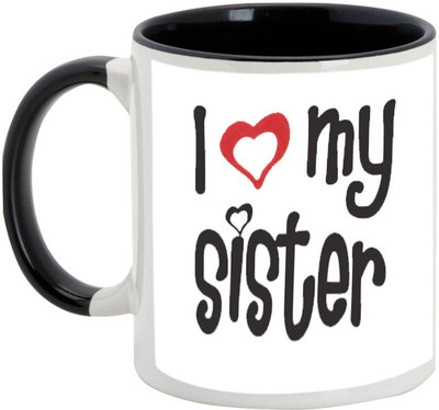 

AllUPrints Gifts For Bhaiya Dooj - I Love My Sister Black Ceramic Mug(325 ml)