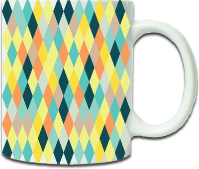 

Maison N Mode Checks Pattern Coffee Ceramic Mug(330 ml), Multicolor