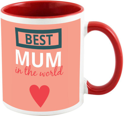 

AllUPrints Best Mom In The World Red Coffee Ceramic Mug(325 ml), Multicolor