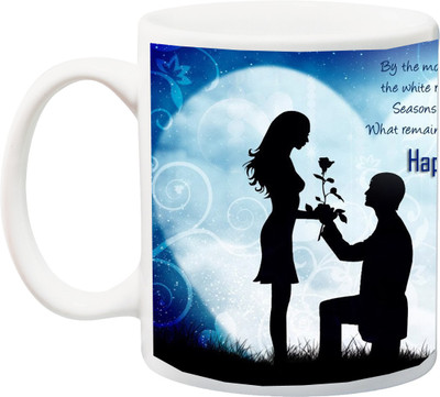 

ME&YOU Happy Rose Day;By the moon as I sit to Seek your Glory love you printed Ceramic Mug(325 ml), Multicolor