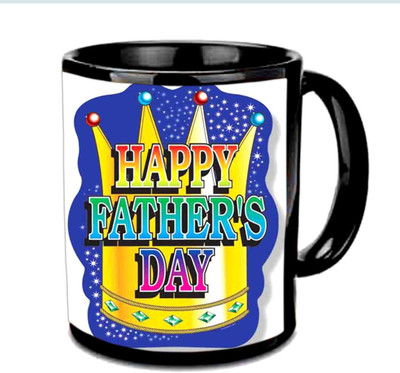 

Raj Laxmi Happy Fathers Day On Crown Multicolor Ceramic Mug(350 ml), Black