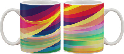 

Artifa Colourful Waves Porcelain, Ceramic Mug(350 ml), Multicolor