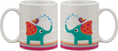 

Artifa Cute Elephant And Bird Porcelain, Ceramic Mug(350 ml), Multicolor