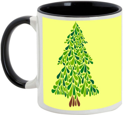 

AllUPrints Beautiful Christmas Tree Ceramic Mug(325 ml), Black