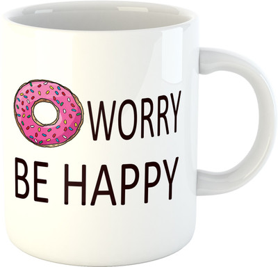 

Deeher Gifts Donot worry Be Happy Ceramic Mug(330 ml), Multicolor