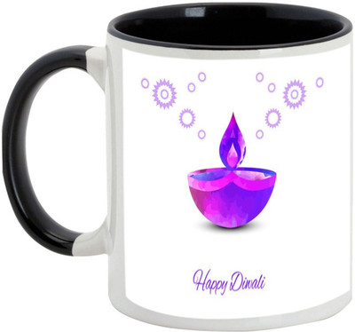 

AllUPrints Diwali Gifts - Enjoy Deepawali Responsibly Ceramic Mug(325 ml), Black