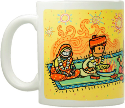 

Chumbak Wedding Mantap Ceramic Mug(300 ml), Multicolor