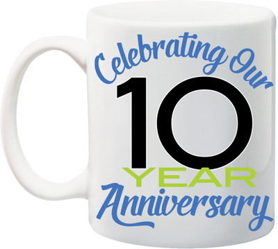 

ME&YOU Gift for Husband/Wife/Mom/Dad/Couples/Lover;Celebrating 10th year anniversary ,Printed Ceramic Mug(325 ml), Multicolor
