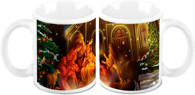 

Homesogood Holy Christmas Eve Ceramic Mug(325 ml, Pack of 2)