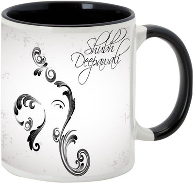 AllUPrints Gifts For Deepawali - Prosperous Happy Diwali Design 35 Ceramic Mug(325 ml), Black