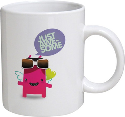 

My Bestow Just Awesome - MyBestow White Plain Coffee Ceramic Ceramic Mug(320 ml), Multicolor