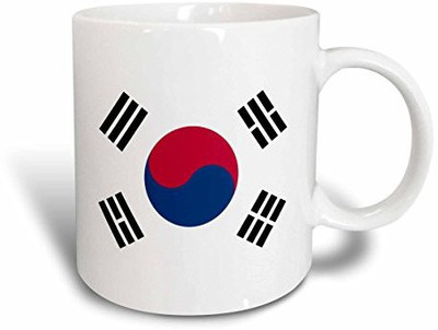 

3dRose mug_158435_2 Flag of South Korea Korean White Red Blue Taegeuk Circle Black Trigrams Taiji Yinyang Taegeukgi Ceramic, 15-Ounce Ceramic Mug(60 ml)