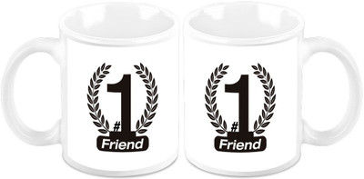 

Homesogood Number 1 Friend(Set Of 2) Ceramic Mug(325 ml, Pack of 2)