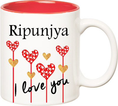 

Huppme I Love You Ripunjya Inner Red (350 ml) Ceramic Mug(350 ml), Red;white