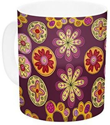 

Kess InHouse InHouse Jane Smith Indian Jewelry Floral Purple Gold Ceramic Coffee, 11 oz, Multicolor Ceramic Mug(60 ml)