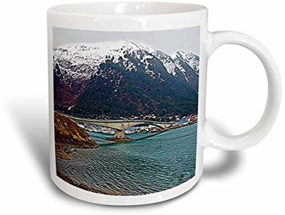 

3dRose Juneau-Douglas Bridge in Juneau, Alaska, Textured Print Ceramic, 11 oz, White Ceramic Mug(60 ml), Multicolor