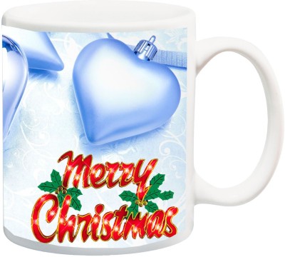 

ME&YOU Christmas Gifts for Parents/Friends/Relatives Blue Hearts Printed Ceramic Mug(325 ml), Multicolor