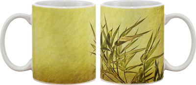 

Artifa Green Bamboo Leaves Porcelain, Ceramic Mug(350 ml), Multicolor