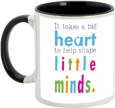 

AllUPrints Teachers Day Gifts - It Takes A Big Heart To Shape Little Minds Ceramic Mug(325 ml), Black