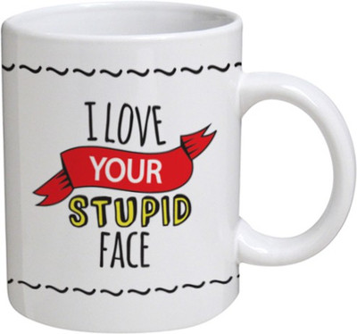 

Disginer Cases Stupid Face - MyBestow White Plain Coffee Ceramic Ceramic Mug(320 ml), Multicolor