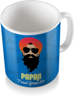 

SKY TRENDS Papa Ji Tussi Great Ho ! With Cute Smile Gifts For Father's Day Coffee Ceramic Mug(3.2 ml), White