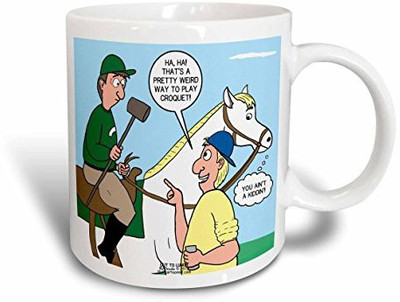 

3dRose Polo Verses Croquet Public Relations Problems Ceramic, 11 oz, White Ceramic Mug(60 ml), Multicolor