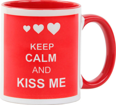 

Floweraura Kiss Me Ceramic Mug(350 ml), Multicolor