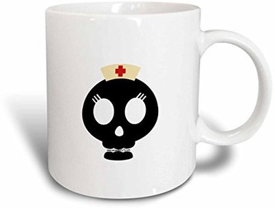 

3dRose Nurse Skull Ceramic, 15-Ounce Ceramic Mug(60 ml), Multicolor